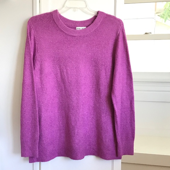 AVA & VIV Crew Neck Sweater Long Sleeve Purple Pink Women’s Plus Size 2X - Picture 13 of 13